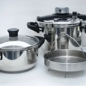 High quality stainless steel pressure cookers with steamer and with glass cover Rotation Pressure Cooker