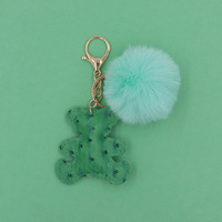 Porte-clés en cuir créatif en forme d'ours en peluche, pendentif pour sac, pour gravure au laser, porte-clés en cuir PU créatif