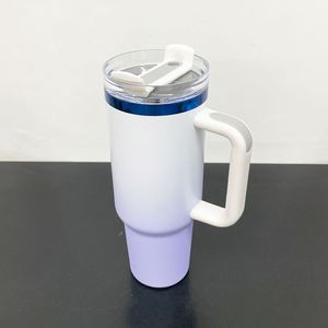 Nouveauté USA : Gobelets de voyage H2.0 de 40 oz avec dégradé de couleurs rouge et bleu, fond plaqué, pour gravure laser - Product Image 2