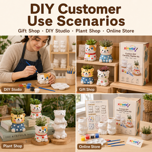 Pot à succulentes en forme d'animal, Peignez votre propre <span class=keywords><strong>poterie</strong></span>, Kit de peinture céramique DIY, Mini pot de fleurs, Ensemble d'artisanat <span class=keywords><strong>pour</strong></span> enfants, <span class=keywords><strong>Poterie</strong></span> en bisque blanche - Product Image 2