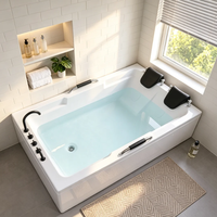 Baignoire en acrylique haut de gamme épaissie pour deux personnes, baignoire autoportante résistante à l'usure pour salles de bain humides OEM ODM
