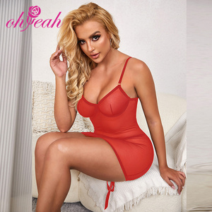 Tendance chaude maille résille transparente voir à travers la Lingerie Sexy Feminina nuisette dos creux en gros grande taille Lingerie Sexy pour les femmes - Product Image 6