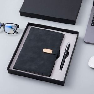 Personalized Custom Simple and Fresh Blue <b>A5</b> <b>Notepad</b> Signature Pen Set Business Notebook Office Meeting Gift Box Printing logo - Product Image 5