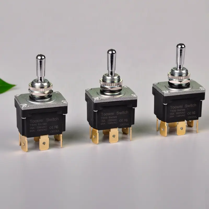 High Quality 12MM 6Pins double pole 3 way Quick Plug Terminal ON-OFF-ON Rocker Power Toggle Switch