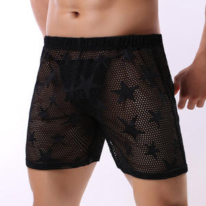 Short décontracté et confortable pour <span class=keywords><strong>homme</strong></span>, sexy, maille étoile, sous-vêtement <span class=keywords><strong>transparent</strong></span> et creux pour <span class=keywords><strong>homme</strong></span>, pantalon de <span class=keywords><strong>pyjama</strong></span> respirant pour <span class=keywords><strong>homme</strong></span> - Product Image 3