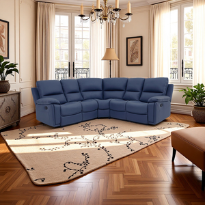 Stile nordico grande <span class=keywords><strong>divano</strong></span> ad angolo regolabile elettrico Top-Grain <span class=keywords><strong>schienale</strong></span> <span class=keywords><strong>alto</strong></span> in pelle per seduta reclinabile Set di spugne a grana superiore - Product Image 2