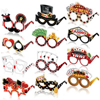 Lunettes de fête d'anniversaire sur le thème du poker de casino transfrontalier, accessoires photo de jeu, lunettes en papier, cartes à jouer, dés