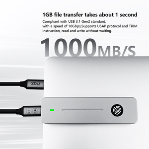 ITGZ Aluminum 10Gbps High-Speed M.2 NVMe <b>External</b> <b>SSD</b> Box With Fingerprint Identification Model Custom Design Aluminum Housing D - Product Image 3
