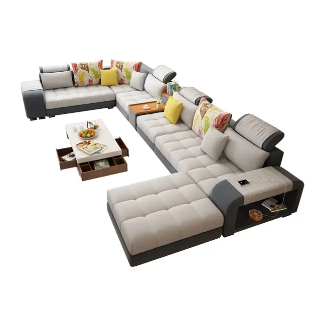 Sofá esquinero en forma de U para sala de estar, sofá largo Seccional de esquina, CEFS003