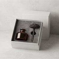 Diffuseur d'arômes moderne en pierre de lave irrégulière avec bouteille en verre ambré personnalisée, ensemble diffuseur d'huiles essentielles en gros pour la maison et le bureau