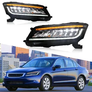 HCMOTIONZ Full LED Car Front Lamps Assembly Start Animation Blue Light DRL 2008-2012 Headlights For Honda Accord