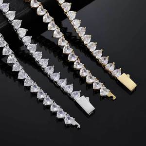 Collar de Hip Hop, Joyería Chapada en Oro, Cadenas de Tenis, Gargantilla de Diamantes de Zirconia, Collar de Tenis con Forma de Corazón Iced Out para Mujer - Product Image 6