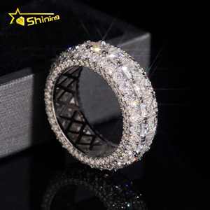 GRA Pass <span class=keywords><strong>Diamond</strong></span> Tester Großhandel Massiv silber 925 VVS Moissan ite Fully Iced Out Ehering Verlobung Ewigkeit Band <span class=keywords><strong>Ring</strong></span> - Product Image 6