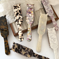 Brosse à cheveux premium en poils de sanglier épais avec coussin d'air, en acétate vintage tendance, pour coiffure féminine, volumisante et massante, 14-20 cm