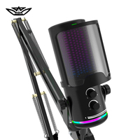 Microphone à condensateur professionnel USB pour diffusion en direct, jeux électroniques, ordinateur, dégradé RVB, enseignement