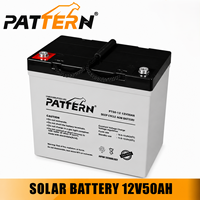 Batterie au plomb scellée AGM à décharge profonde PATTERN 12V 50Ah, puissance de base fiable pour pompe à eau solaire et irrigation