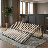 Cadre de lit flottant en métal Queen Size avec sommier à lattes et base LED ambiante intégrée pour mobilier de chambre principale moderne et minimaliste