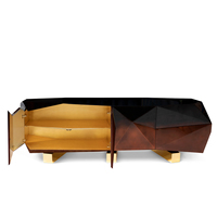 Buffet de salle à manger américain moderne de luxe, couleur personnalisée, avec finition en feuille d'or et dégradé brun translucide