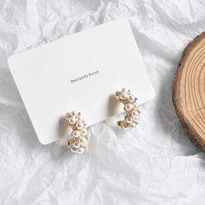 Pendientes chapados en oro rosa con perlas de imitación, perlas redondas blancas de imitación, joyería clásica de boda para mujer - Product Image 5
