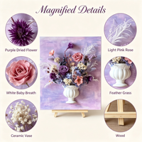 Bingkai Lukisan Minyak 3D DIY Modern dengan Vas Gipsum Bunga Kering Alami - Karya Seni Ramah Lingkungan, Hadiah Hari Ibu & Hari Valentine