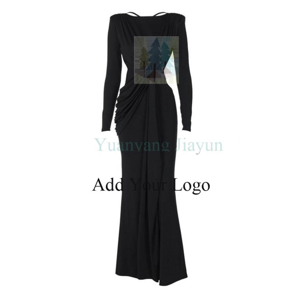 chinese dress ladies Nmoder Black Maxi Dress for Women with Pocket main image 1