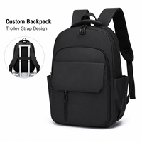 Sac à dos pour ordinateur portable avec logo personnalisé, 14 pouces, résistant à l'eau, sac à dos professionnel pour hommes, sac à dos d'école pour étudiants avec poche pour trolley