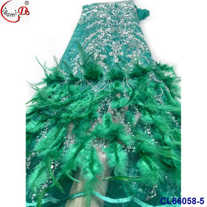 Lisami plume d'autruche avec des paillettes pour élégant luxe blanc mariage robe de mariée mode robe broderie tissu - Product Image 5