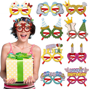 Lunettes en feutre et plastique amusantes aux couleurs de dessin animé, joyeux <span class=keywords><strong>anniversaire</strong></span>, accessoires de photomaton pour fête d'<span class=keywords><strong>anniversaire</strong></span> d'enfants, vente en gros - Product Image 2
