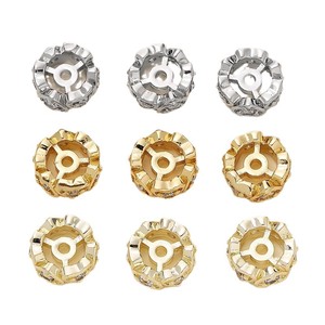 <b>Copper</b> Plated Gold Flower Bead Caps With Zircon For <b>Bracelet</b> Making DIY Jewelry Accessories - Product Image 5