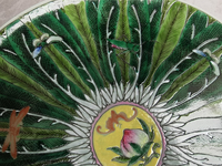 Assiette en porcelaine antique chinoise traditionnelle, peinte à la main, motif Bok Choy, 12 pouces, grande et durable, accessoires de décoration de table