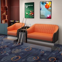 Canapé trois places et chaise de billard avec table intégrée en métal pour salle de billard, modèle 818