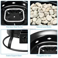 Brûleur de foyer extérieur sans fumée au gaz naturel pour patio, avec anneau en acier inoxydable, modèle Garife GM6501