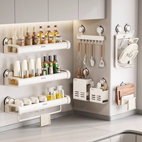 Support de rangement mural carré moderne à ventouse pour cuisine, multifonctionnel pour épices, couvercles de casseroles et baguettes