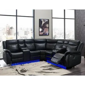 Top Grain Leather Power Reclining Movie Theater Sofa Vip Seating Room Furniture Electric Recliner Theater Chair Cinema