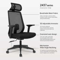 Chaise de bureau ergonomique AODA en maille avec appui-tête inclinable grand angle, accoudoirs 3D et siège surdimensionné
