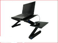 Support d'ordinateur portable fiable avec ventilateur de refroidissement, bureau portable pour canapé et lit, table pliable en alliage d'aluminium avec tapis de souris