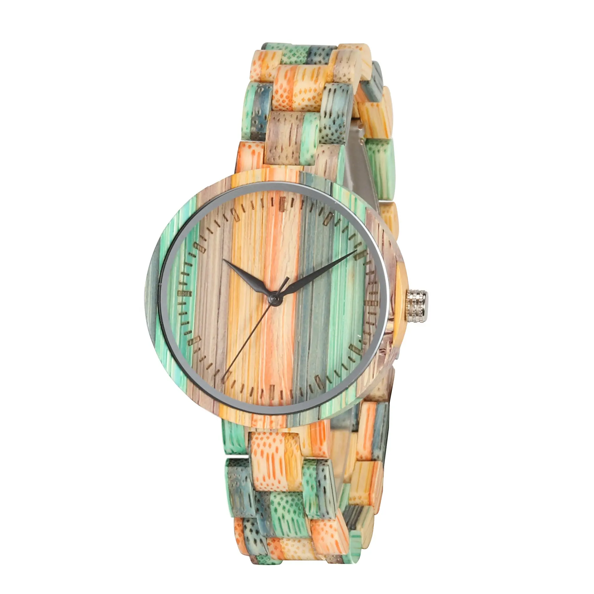 수제 천연 대나무 시계 OEM 석영 녹색 나무 시계