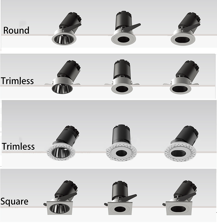 Cob Recessed Adjustable anti glare down light Led Ceiling Light Fixtures 20w Led Downlight down light square