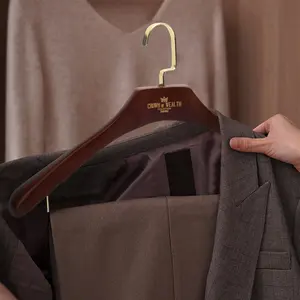 Heavy Duty Coat Hangers Luxury Custom Logo Unique Heavy Duty Garment Coat Jacket Suit Clothes Wooden Hangers