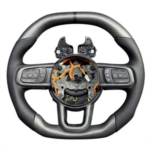 Volante Deportivo de 3 Radios de Fibra de Carbono, Compatible con Jeep Wrangler JL 2018-2024 Sahara Sport <span class=keywords><strong>Rubicon</strong></span> - Product Image 4