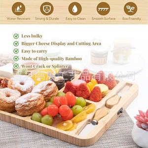 Juego de Tabla de Quesos de Bambú Pengzhan, Bandeja de Madera Plegable con Cuchillo de Acero Inoxidable, Portátil para Fiestas y Picnics - Product Image 3