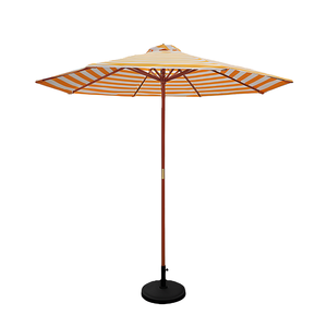 Paraguas de playa de madera a rayas blancas, sombrilla de madera sólida para jardín, venta al por mayor - Product Image 1