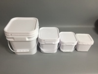 Seau carré en plastique avec couvercle blanc pour crème glacée, aliments, pâtisserie, confiture 1L 2L 5L