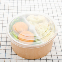 Bol et gobelet en papier kraft jetable moderne de haute qualité à paroi simple avec couvercle pour nouilles, salade, sandwich, recyclable