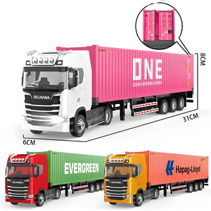 Camión <span class=keywords><strong>de</strong></span> juguete <span class=keywords><strong>de</strong></span> metal fundido a presión 1:50 con sonido y luz, camión <span class=keywords><strong>de</strong></span> juguete con remolque para niños, regalo - Product Image 1