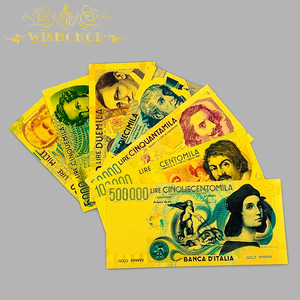 Mooie 7 soorten Italiaanse bankbiljetten, kleur 24K goud, voor verzameling - Product Image 2