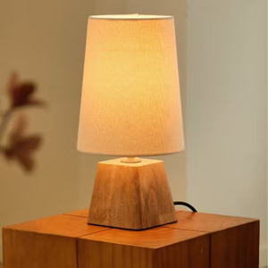 Lámpara de mesa de madera sencilla con bombilla LED E27 y control de interruptor para dormitorio, sala de estar, estudio, decoración. - Product Image 1