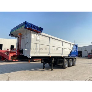 Semi-<span class=keywords><strong>remorque</strong></span> benne basculante tri-<span class=keywords><strong>essieux</strong></span> en acier robuste avec benne arrière pour le secteur minier, capacité de charge >30000kg - Product Image 4