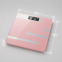 Báscula de Baño Digital Rosa, Báscula Corporal Electrónica de Vidrio Templado, Pantalla LCD de Alta Precisión, Temperatura, Equipo de Fitness para el Hogar