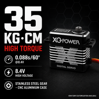 Servomoteur sans noyau XQ-S8035D 35 kg, étanche, haute tension, numérique, engrenages en acier inoxydable, aluminium CNC, 8,4 V, pour drone quadricoptère